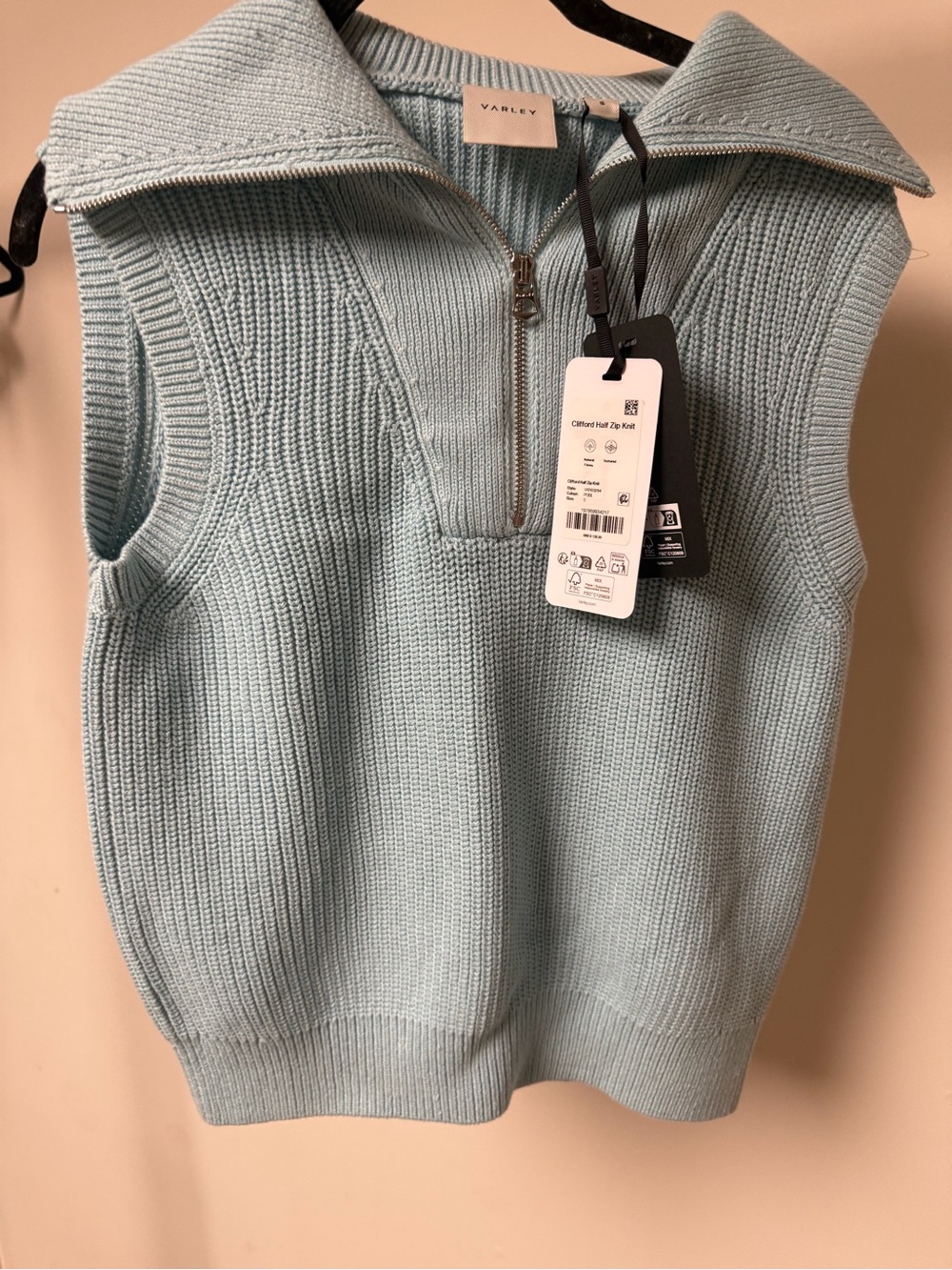 Varley Clifford half zip knit porcelain blue